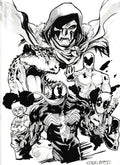 Original Signed 9" x 12" B&W Illustration Of Marvel Characters I like